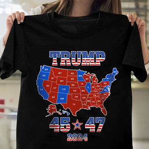 Trump 45 47 US Presidential Election 2024 Map Dark Shirt N304 HA75 64130