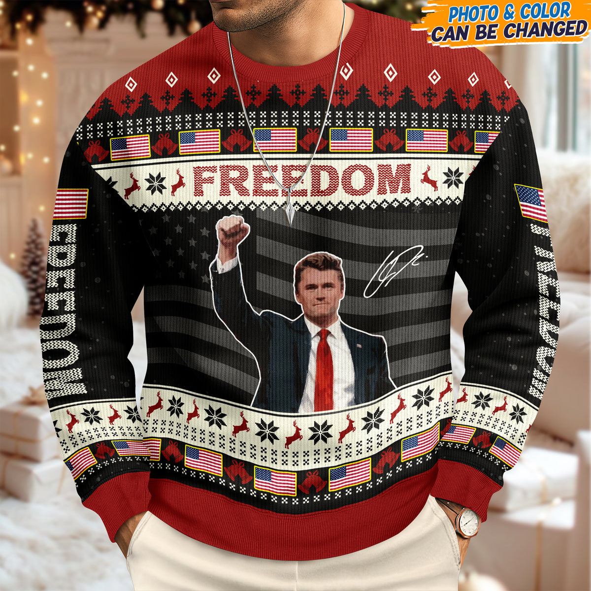 Freedom Charlie Kirk Ugly Sweater, Charlie Kirk Christmas All-Over-Printed Sweatshirt TH10 896341