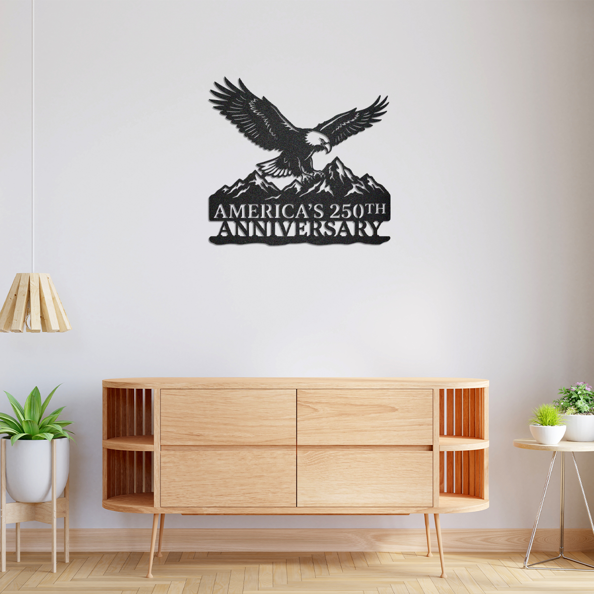 America’s 250th Anniversary Metal Sign, Patriotic Eagle and Mountain Silhouette, USA Semiquincentennial Wall Decor HO82 901148