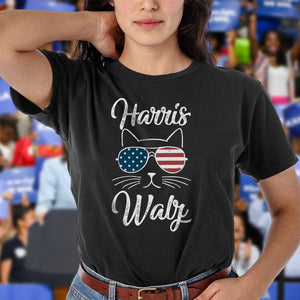 Harris Walz 2024, Kamala Harris Tim Waltz 2024, USA Flag Cat Dark Shirt HO82 65088