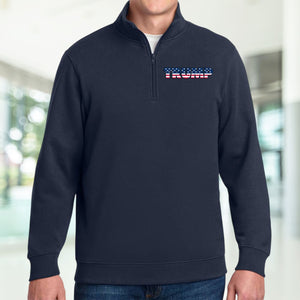 Trump Flag Text Printed Quarter Zip Sweater TH10 64619