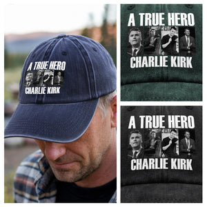 A True Hero Charlie Kirk Rest In Peace Washed Denim Baseball Cap HO82 65770