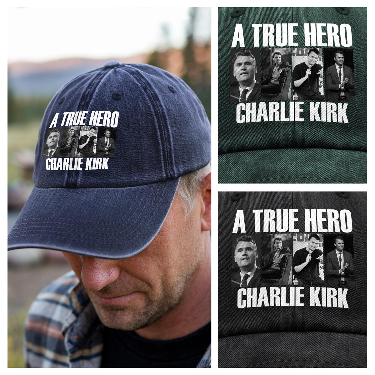 A True Hero Charlie Kirk Rest In Peace Washed Denim Baseball Cap HO82 65770