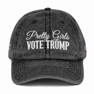 Pretty Girls Vote Trump 2024 Embroidered Vintage Cotton Twill Cap HO82 63434