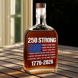 USA 250 Strong Flag American States Patriotic Whiskey Bottle LM32 895245