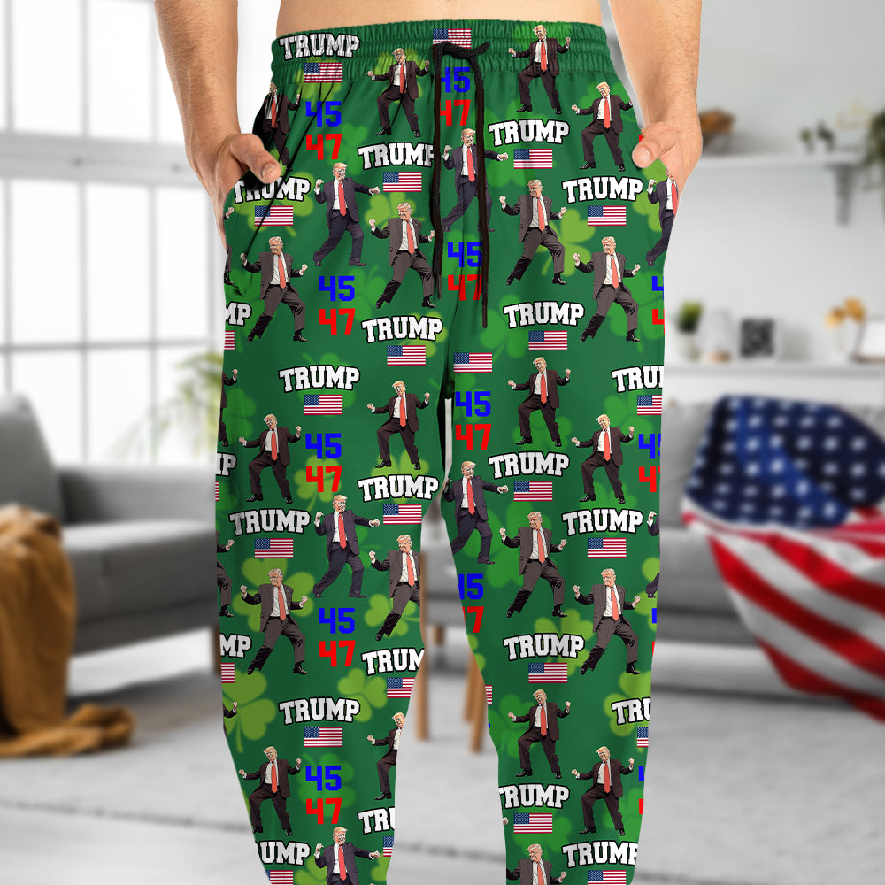 Trump 45 47 Dancing, Trump Irish St. Patrick's Day Sweatpants N304 HA75 67212