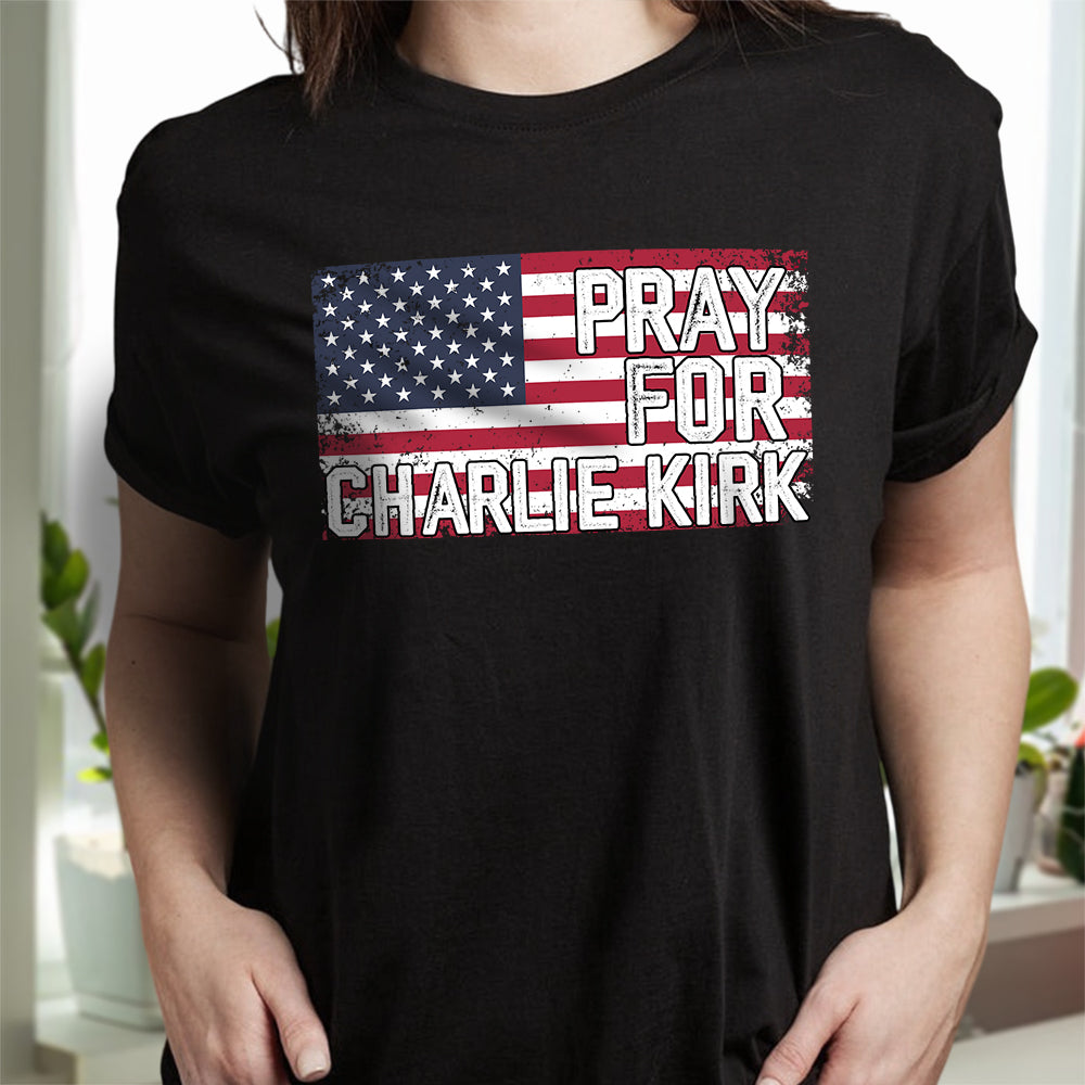 Pray For Charlie Kirk Dark Shirt HA75 64584