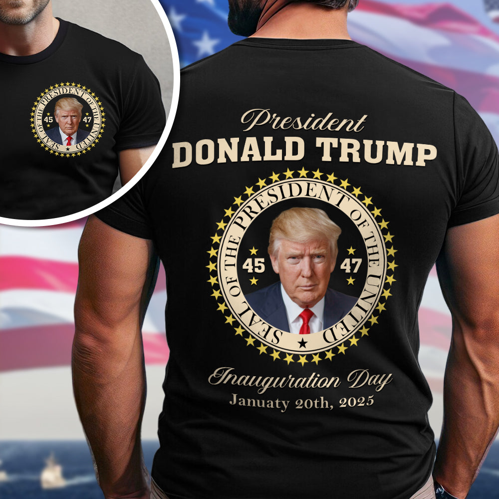 President Donald Trump Back And Front Dark Shirt HA75 64064