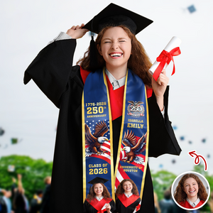 Custom Photo Class Of 2026 With America 250 Years Graduation Stole HO82 901480