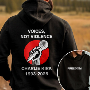 Voices, Not Violence Charlie Kirk Freedom Back and Front Dark Shirt CH07 67650