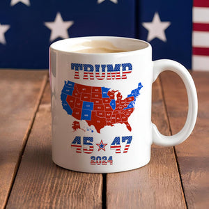 Trump 45 47 US Presidential Election 2024 Map White Mug N304 HA75 64134