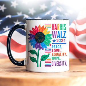 Harris Walz Peace Love 2024 Mug | Kamala Harris 2024 Accent Mug HA75 63582