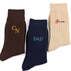 Custom Monogrammed Initial Men's Embroidered Socks, Groomsman, Dress Socks LM32 669535