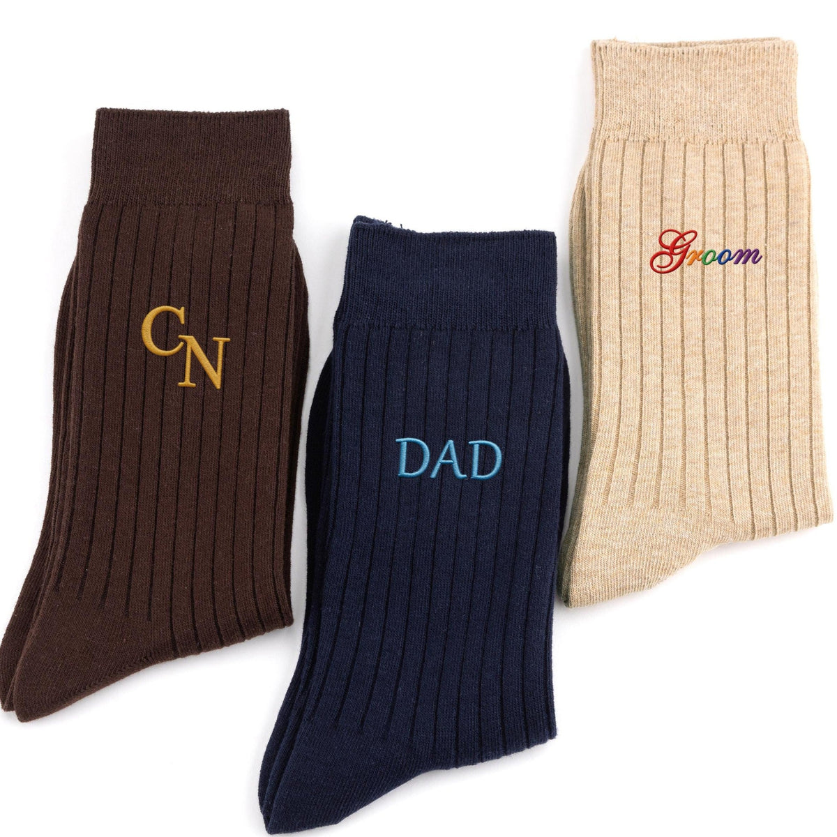 Custom Monogrammed Initial Men's Embroidered Socks, Groomsman, Dress Socks LM32 669535
