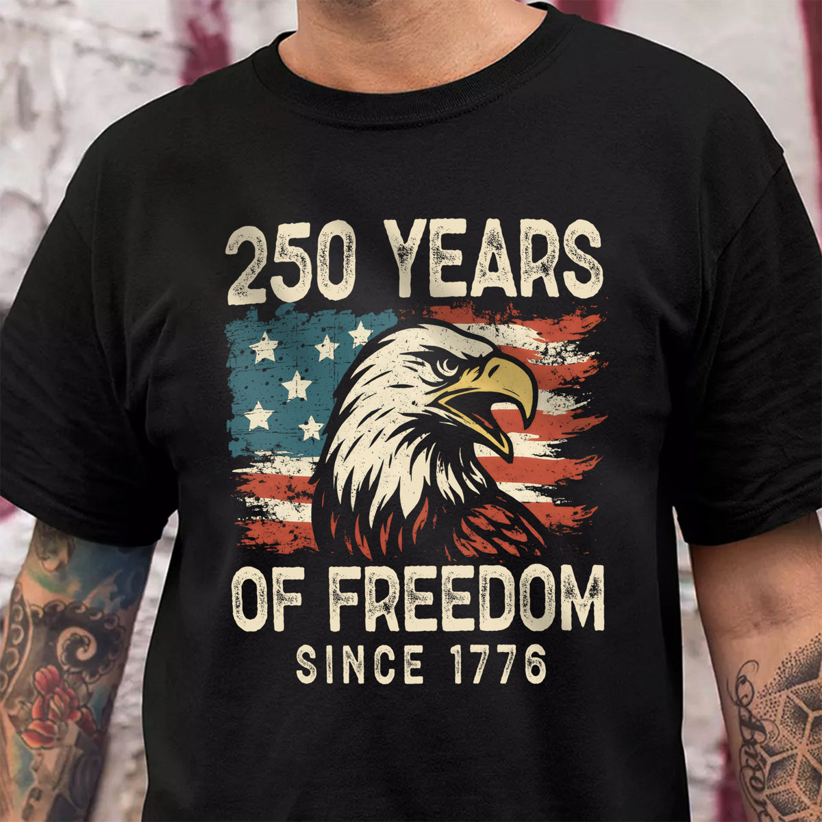 250 Years Of Freedom Since 1776 USA Bald Eagle America Flag Dark Shirt HA75 897366