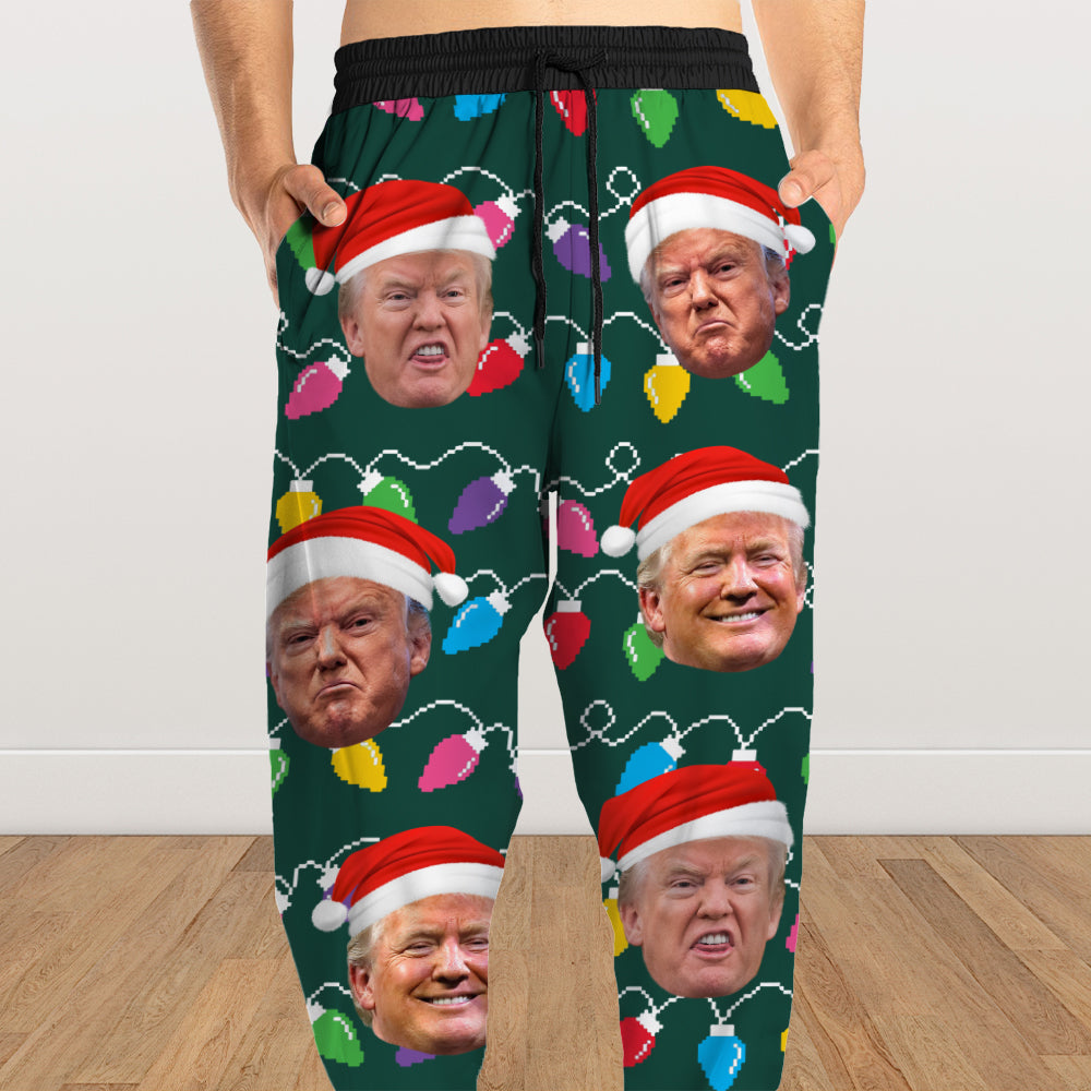 Custom Trump Photo With Colorful Christmas Lights Sweatpants TH10 64115