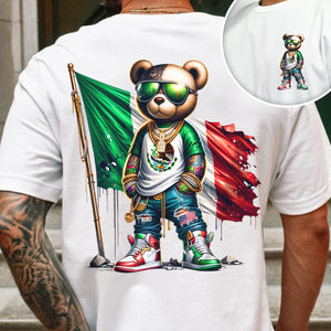 Mexico Flag Teddy, Cartoon Bear, Cool Mexican Flag Bear Back&Front Bright Shirt HA75 63544