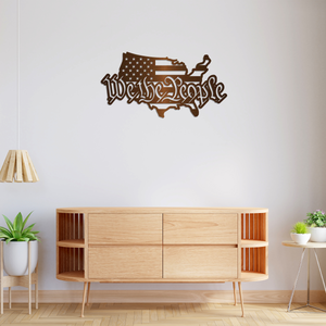 USA Map with We the People Metal Sign Art Wall Decor HO82 901150