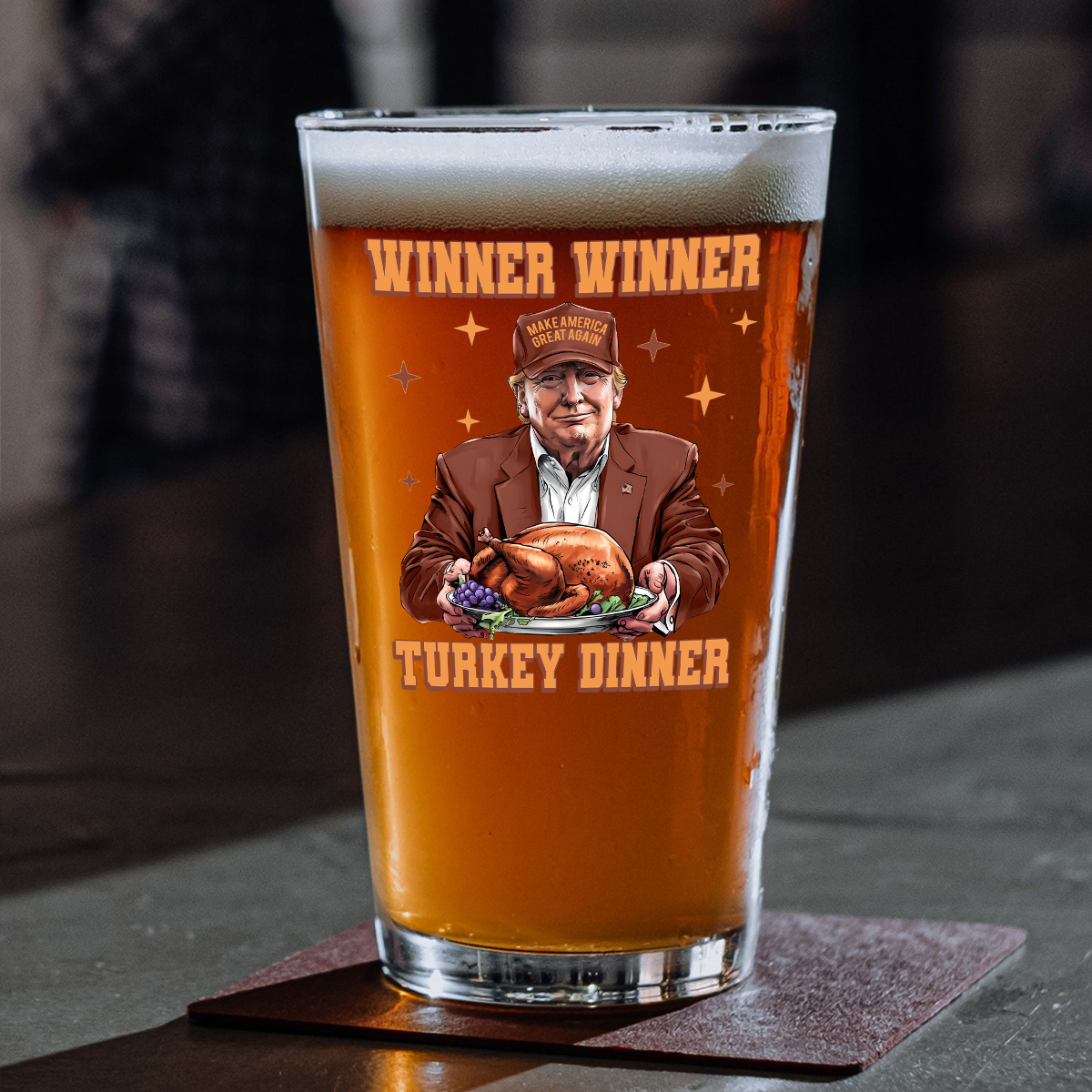 Trump Great Again Winner Turkey Dinner Beer Glass LM32 63915