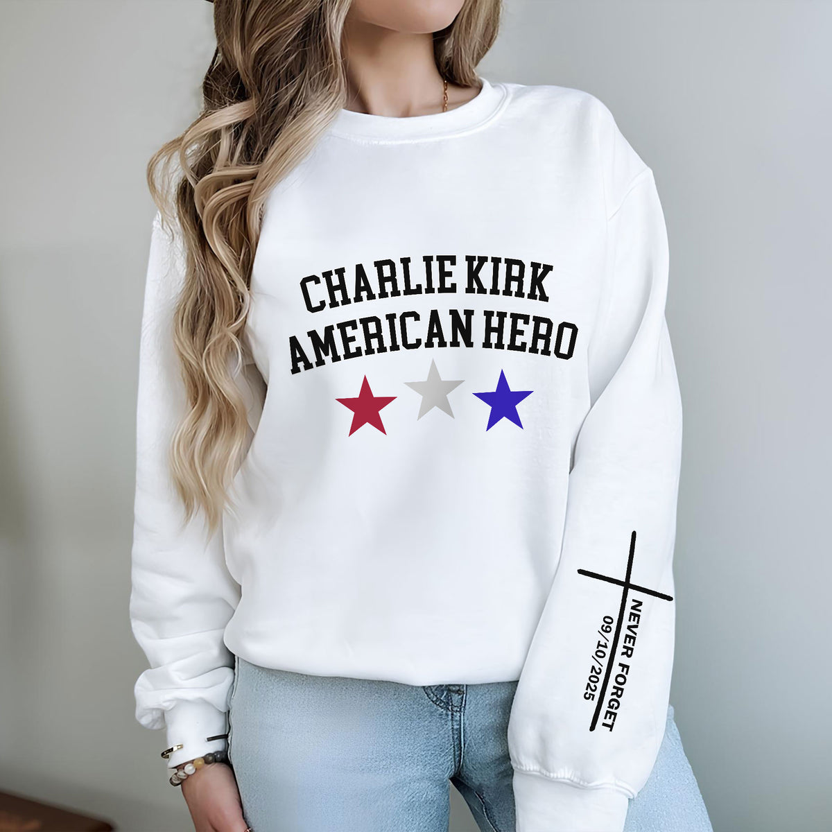 Justice For Charlie Kirk - American Hero Sleeve Sweatshirt LM32 65663