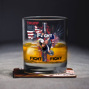 Trump Fight Fight Fight Print Whiskey Glass HO82 65400