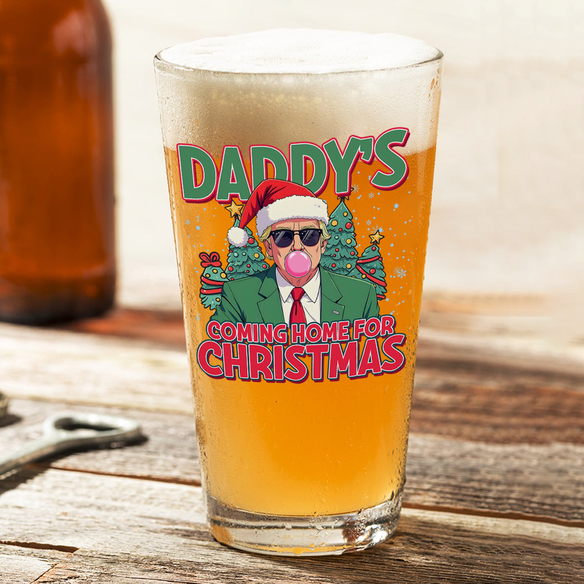 Daddy's Coming Home For Christmas Donald Trump Rock Glass TH10 64071