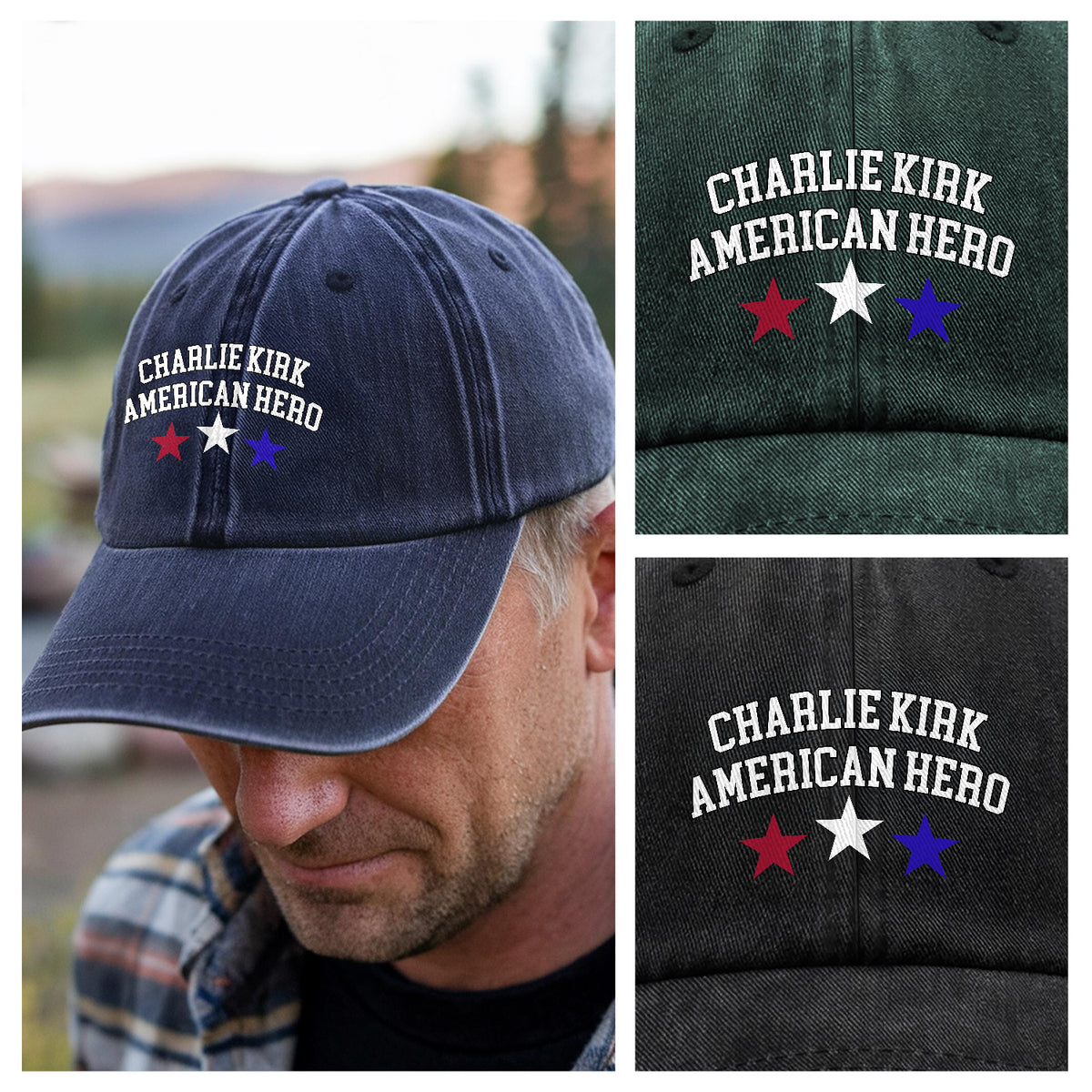 Justice For Charlie Kirk - American Hero Washed Denim Baseball Cap LM32 65665