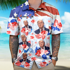 Custom Trump Photo Patriotic Hawaiian Shirt 4th of July Party Gift CH07 67356