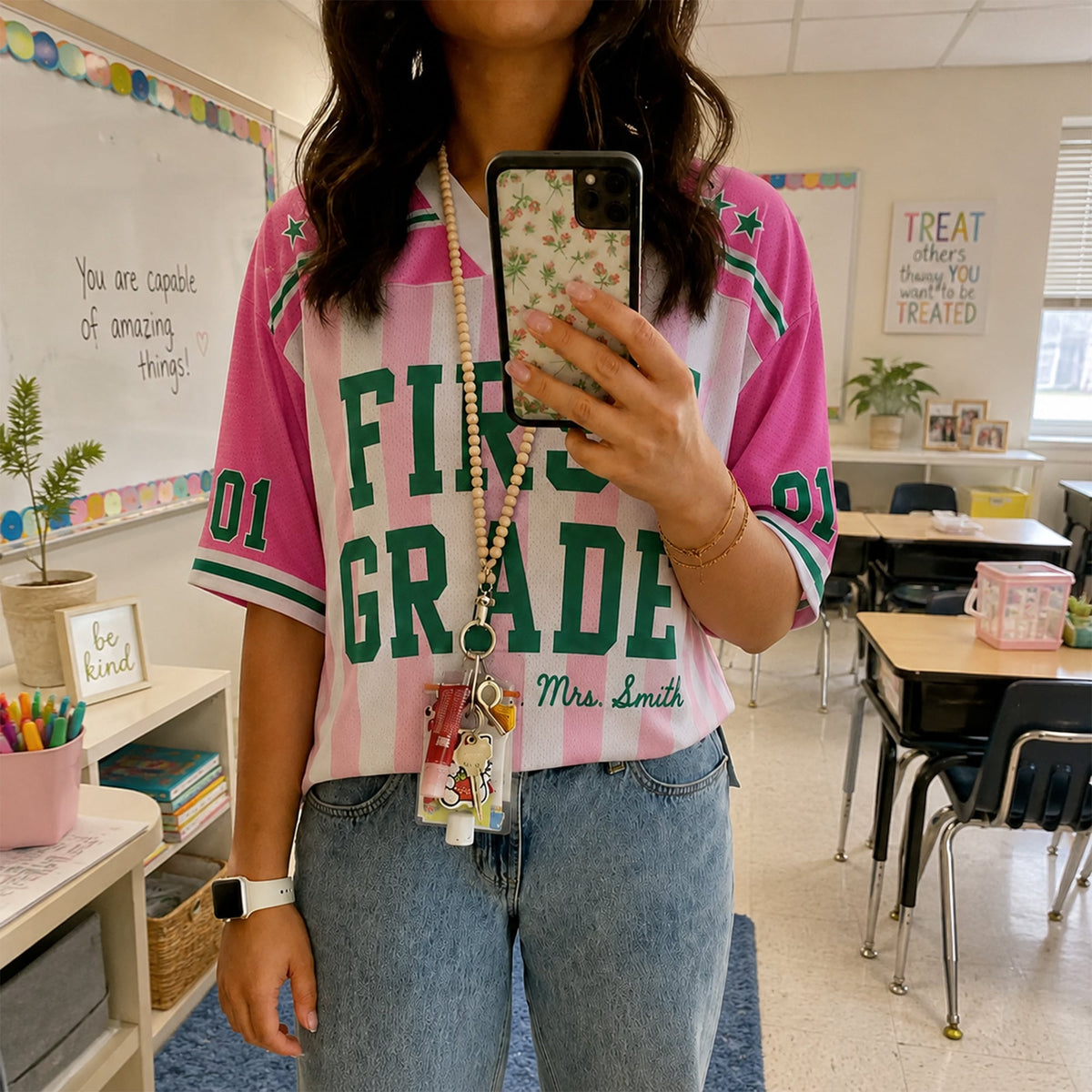 Personalized Teacher Jersey Shirt, Custom Name Number Football Jersey, Back To School Gift HA75 921872