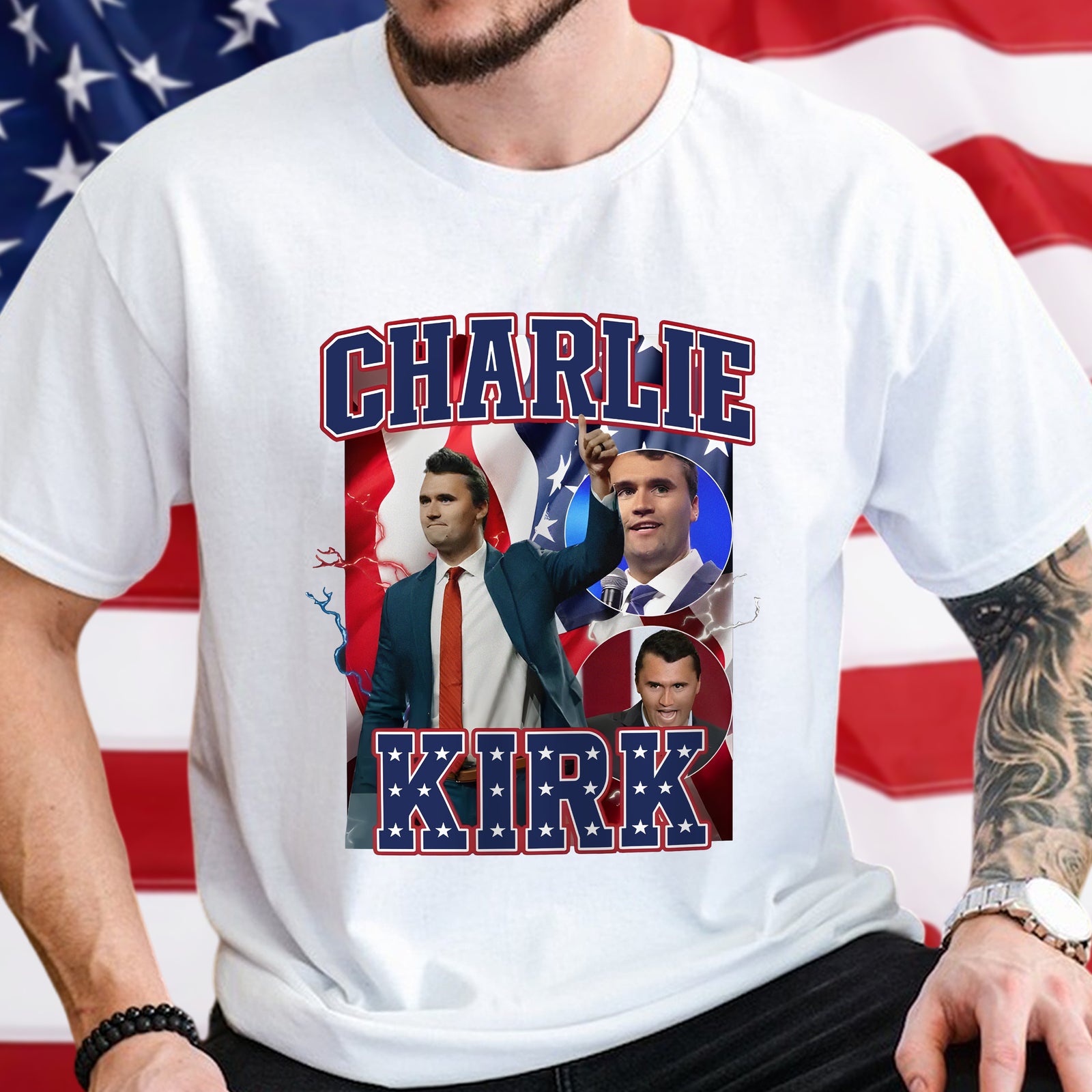 Patriotic Tribute to Charlie Kirk Memorial Bright Shirt LM32 65611