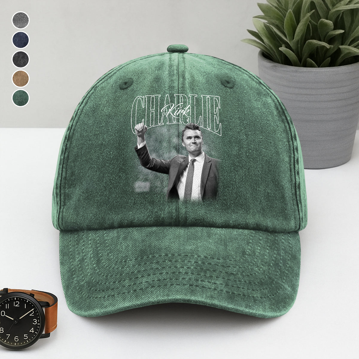 Charlie Kirk A True Hero Retro Style Washed Denim Baseball Cap HO82 65786