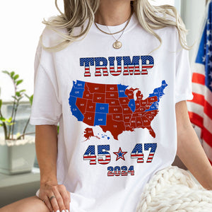 Trump 45 47 US Presidential Election 2024 Map Bright Shirt N304 HA75 64132