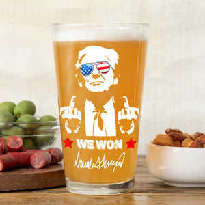 Trump 2024 We Won Beer Glass Funny Gift For Trump Supporters HA75 67034