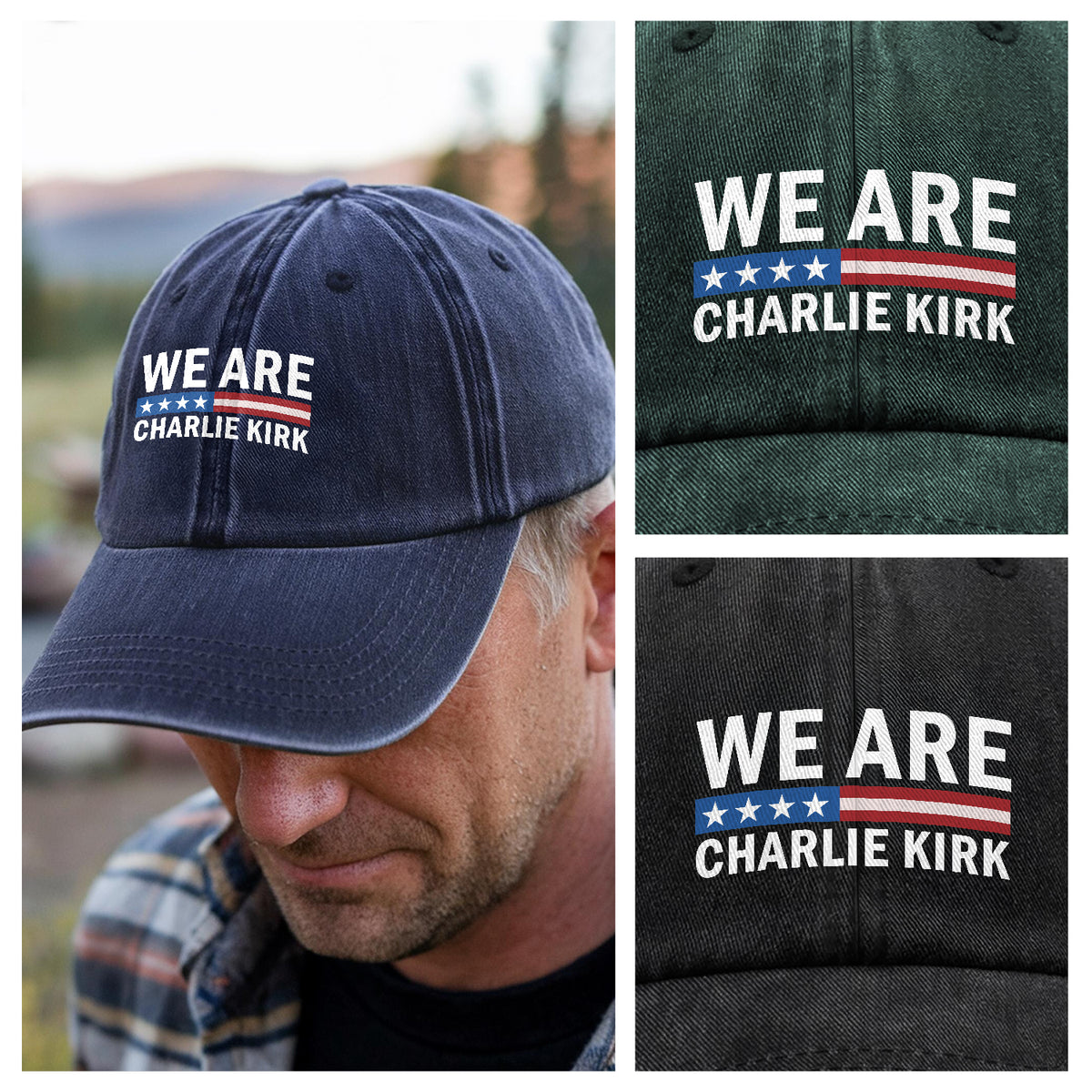 We Are Charlie Kirk Washed Denim Baseball Cap TH10 64489
