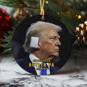 Personalized Trump 2024 Wearing Ear Bandages Ceramic Ornament HO82 63240