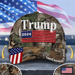 Custom Photo Donald Trump 2024 Camouflage Background Classic Cap T286 62476