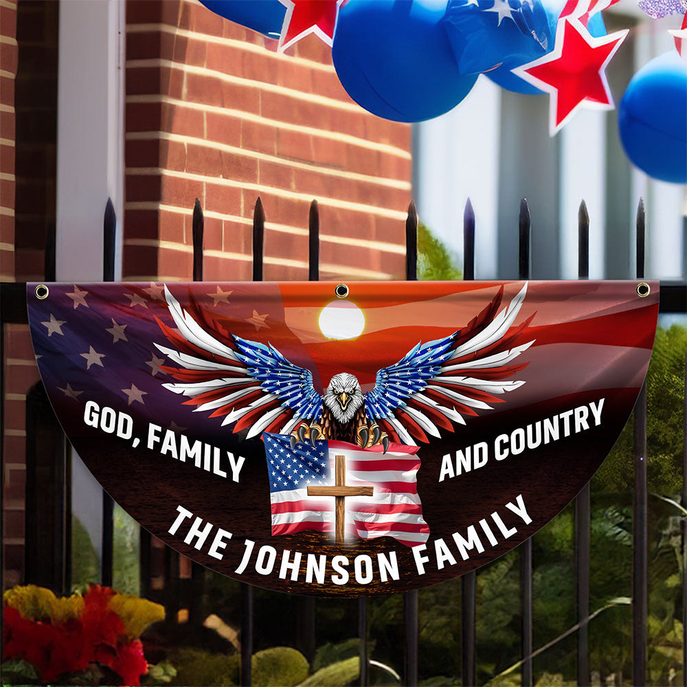 Custom Family Name God Family And Country America Non-Pleated Fan Flag TH10 896437