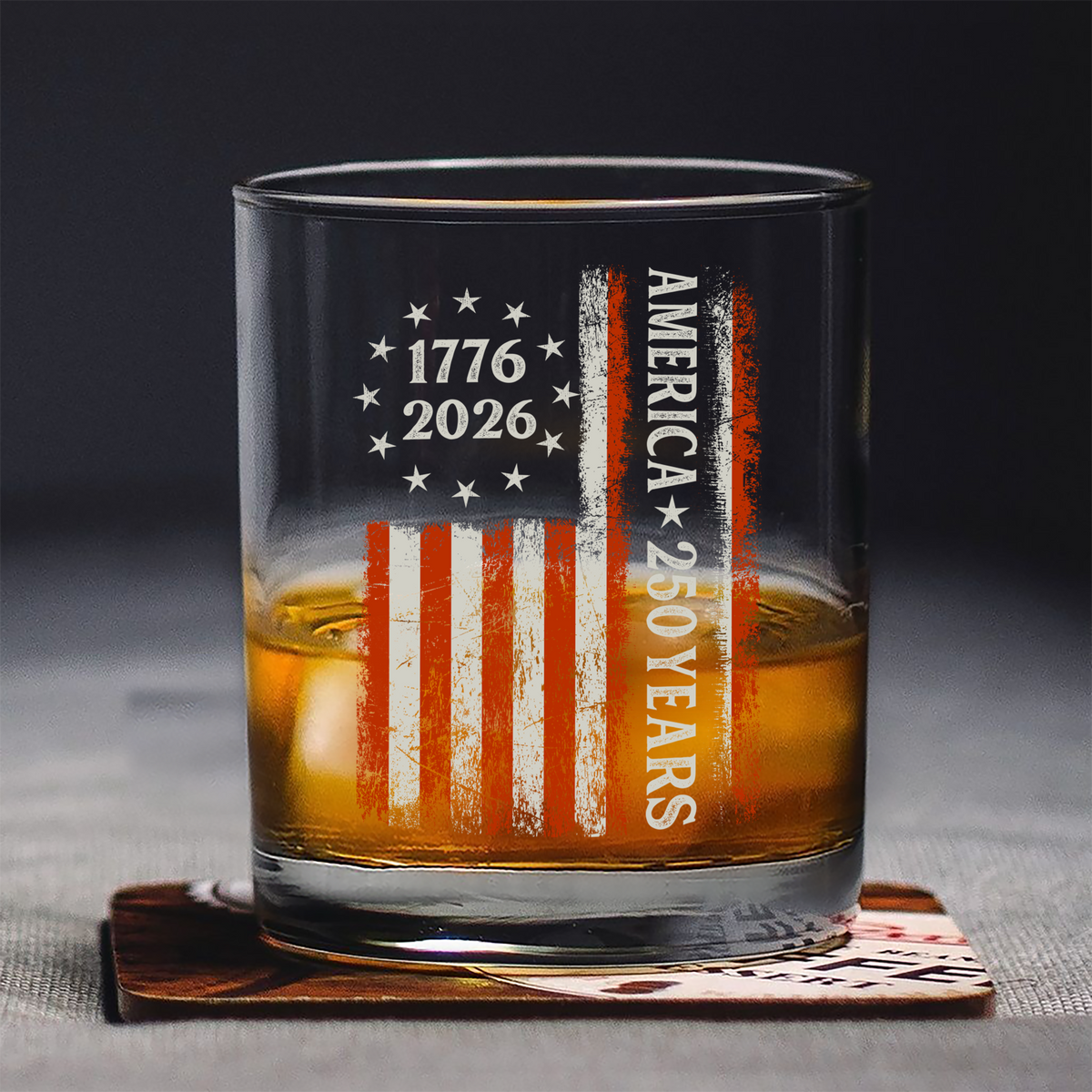 250 Years America Flag 250th Birthday 1776-2026 Whiskey Glass HO82 894784