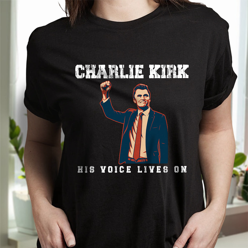 Pray For Charlie Kirk 1993 - 2025, His Voice Lives On Dark Shirt TH10 64397