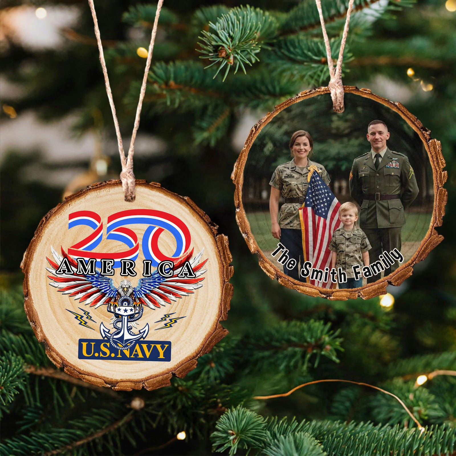 Custom Photo US Navy Wood Slice Ornament N369 64605