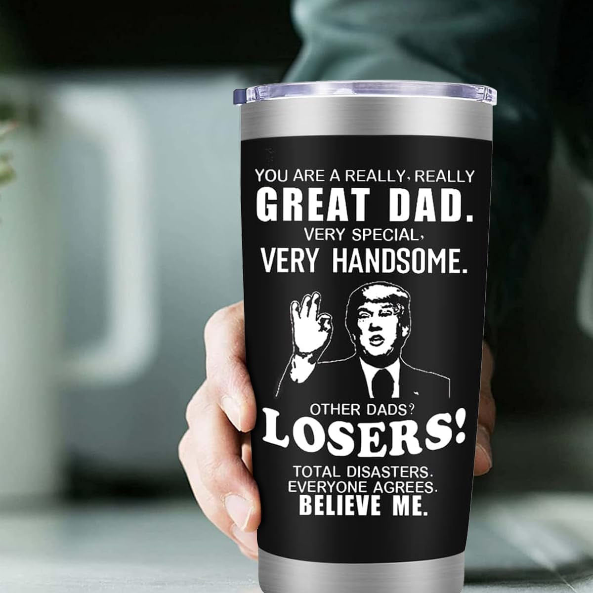 Fathers Day Dad Gifts from Daughter Son,Dad Birthday Gifts,Fathers Day Birthday Gifts for Men Dad Papa Grandpa Uncle Stepdad,20 Oz Tumbler Mug Black