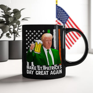 Make St Patrick's Day Great Again Funny Trump Beer Drinking Black Mug HO82 65630