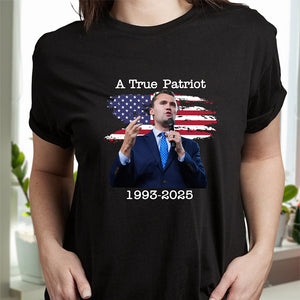 A True Patriot Charlie Kirk With US Flag Dark Shirt HO82 65904