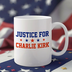 Justice For Charlie Kirk With Star White Mug HO82 65856