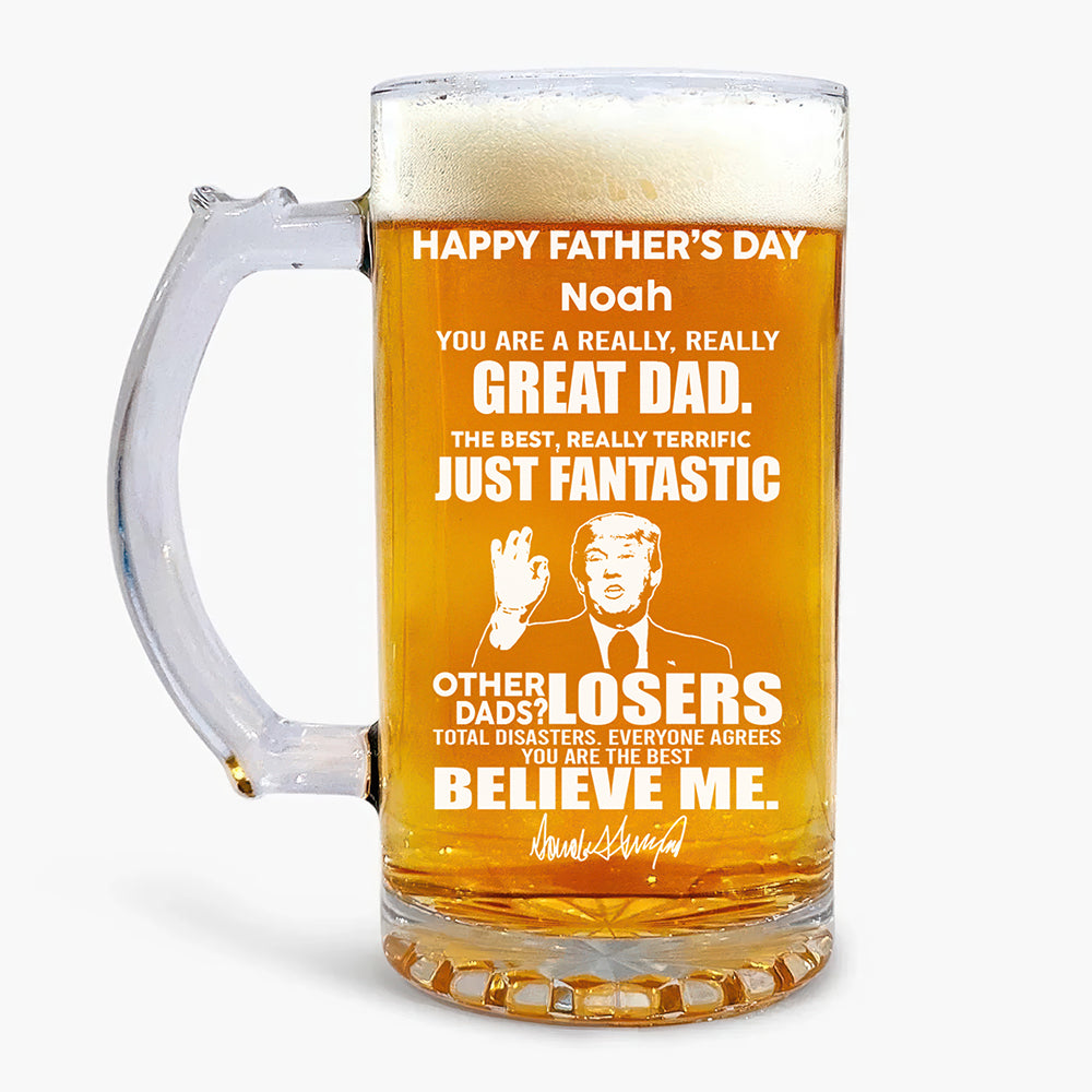 Great Grandpa Great Dad Trump Print Glass Beer Mug Father's Day Gift HA75 64390