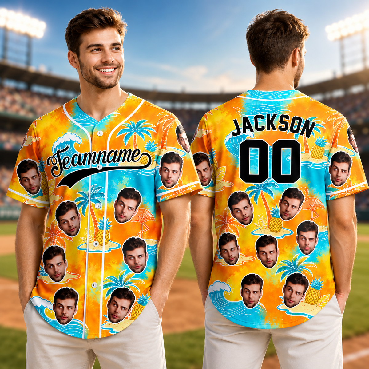 Custom Photo Tropical Floral Hawaiian Baseball Jersey - Personalized Gift for Dad, Husband, Boyfriend CH07 911852