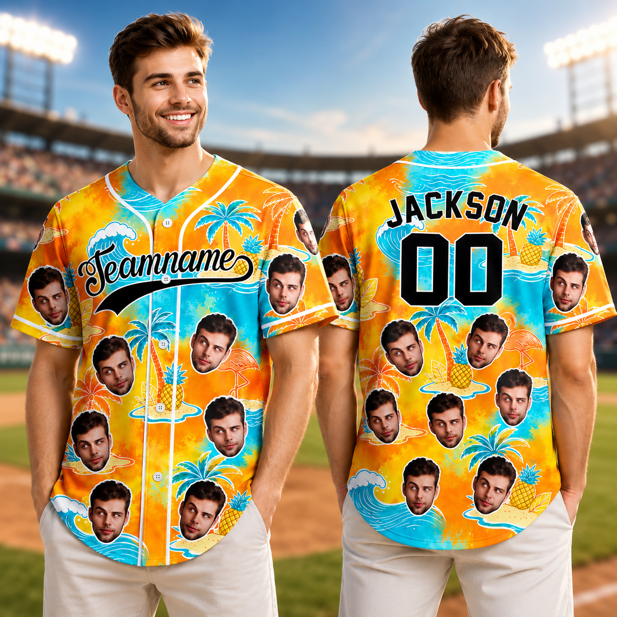 Custom Photo Tropical Floral Hawaiian Baseball Jersey - Personalized Gift for Dad, Husband, Boyfriend CH07 911852