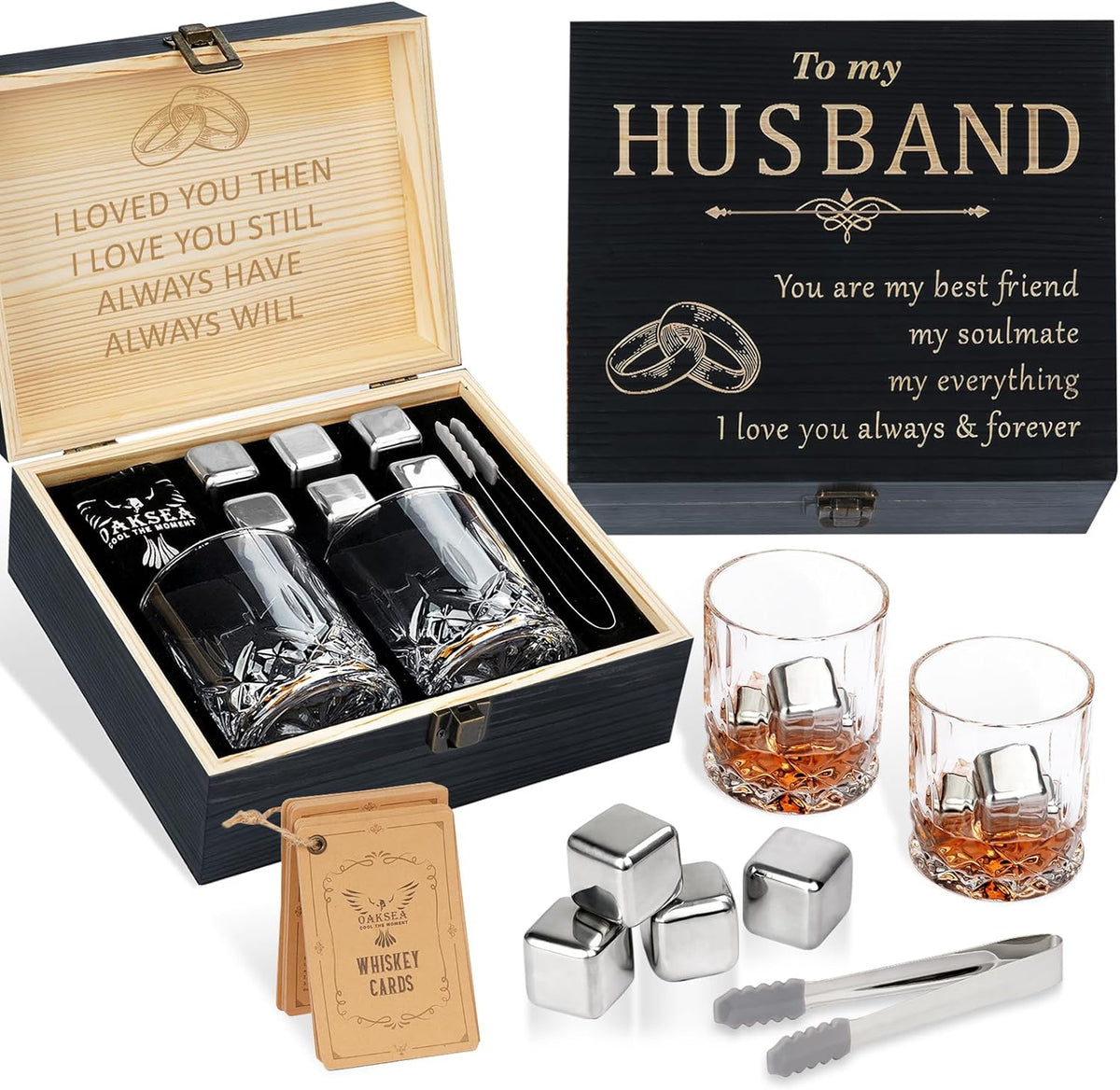 Gifts for Men, Dad Birthday Gifts for Fathers Day from Daughter Son Wife, Engraved World'S Best Dad Whiskey Stones Glasses Set, Cool Bourbon Scotch Cocktail Set Gifts