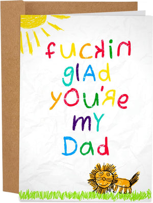 Funny Father'S Day Card | Glad You Are My Dad Happy Father'S Day Greeting Card | Fathers Day Card from Kids Son Daughter | Birthday Card for Dad