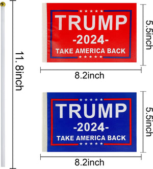 Trump 2024 Flag Take America Back Flags Small Mini Stick Flags Banner Decorations,Red and Blue (24 Pack)